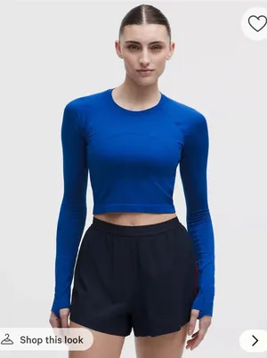 lululemon blue cropped long sleeve top Size 4 thumbnail 1