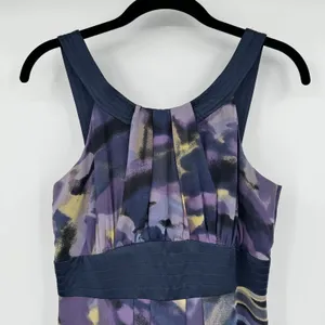 MAXandCLEO 100% Silk Maxi Dress Size 4 Purple Watercolor Sleeveless Summer Party thumbnail 3
