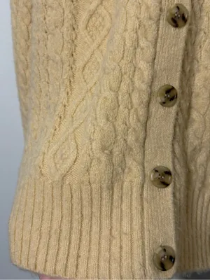 J. CREW Collared Cable Knit Cardigan Size XL Sweater Cream Fall Winter CC004 thumbnail 5