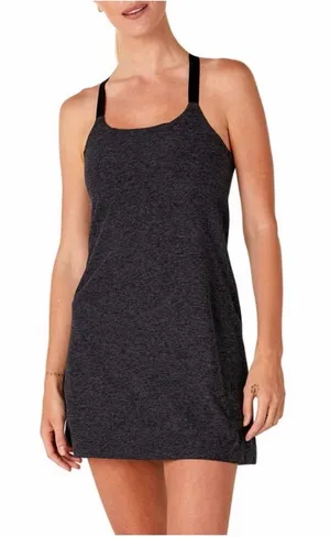 Beyond Yoga Spacedye Move It Dress Charcoal Gray Tank Dress with Black Straps S thumbnail 1