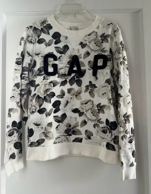 GAP Cream Floral Logo Crewneck Sweatshirt thumbnail 1