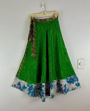 Reversible Maxi Wrap Skirt BINS907 Green thumbnail 1