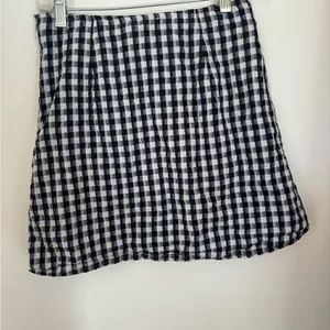 American Eagle Gingham Mini Skirt XS Black White Cotton Linen thumbnail 4