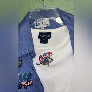 80s 90s vintage western cowboy cowgirl rodeo patriotic blouse shirt set thumbnail 6
