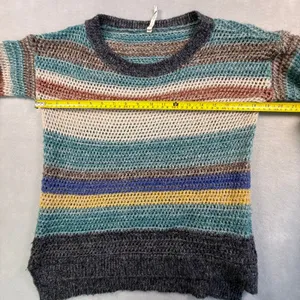 Willow & Clay Womens Striped Open Knit Mohair Blend Sweater Twee Whimsical Small thumbnail 7