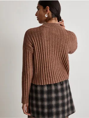 MADEWELL Levi Mock Neck Wool Long Sleeve Crop Sweater Pullover Top thumbnail 2