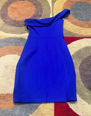 Like-New Super Down Hana One Shoulder Dress Bodycon Royal Blue Revolve Size XS thumbnail 4