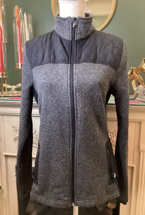 Magellan Outdoors Womens Gray Fleece‎ Quilted Full Zip Jacket XL thumbnail 1