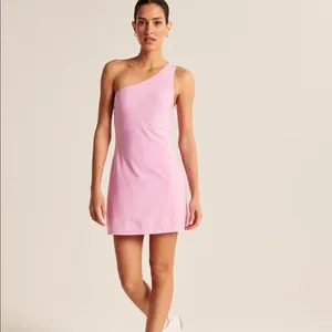 Abercrombie & Fitch Lilac one shoulder dress with shorts underneath thumbnail 2