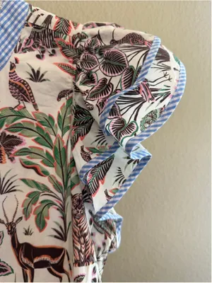 Entro Botanical Animal Prints Midi Dress in Blue Size S thumbnail 4