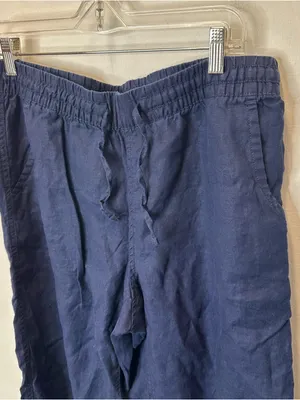 L.L. Bean Size 12 Navy Blue Drawstring Linen Blend Pants thumbnail 2