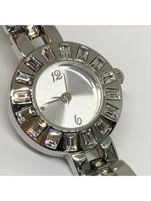 FMD silver tone women watch 22mm crystals quartz analog up to 7.5” running thumbnail 3