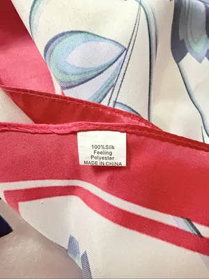 Large Square Floral Scarf Red Blue Ivory 35” thumbnail 3