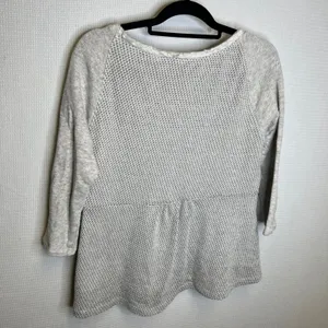 Postmark Gray Shimmer Waffle Knit Lace Trim Raglan Top Womens XL 3/4‎ Sleeve thumbnail 3