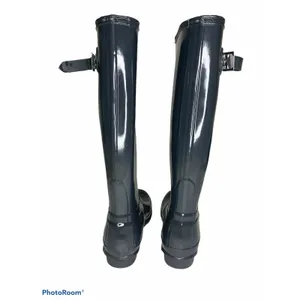 Hunter Original Tall Gloss Rain Boots Navy 5‎ NEW thumbnail 4