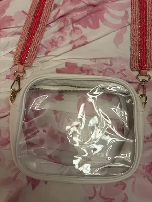 Clear Crossbody Stadium Bag with Pink Beaded Guitar Strap thumbnail 2