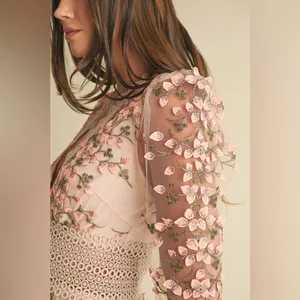 Floral Embroidered Pink Dress thumbnail 9