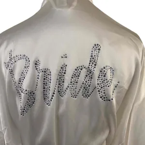 Victoria's Secret Bridal Rhinestone Bride White Long Sleeve Silky Robe Size M/L thumbnail 5