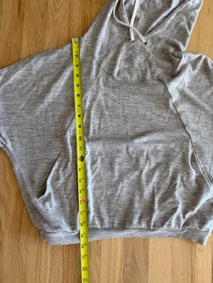 PrAna Unwind Lounge Top Oatmeal Heather large athleisure boxy cropped hoodie thumbnail 9