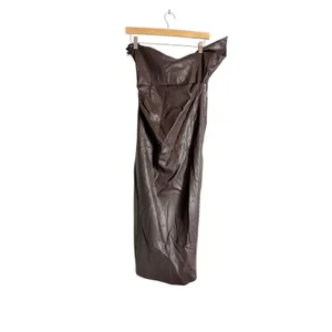 Simkhai Carkee Brown Faux Leather Faux Wrap Draped Strapless Midi Dress Small thumbnail 9