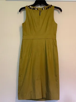 BODEN Embellished Sleeveless Sheath Dress 2P 16” p2p Olive $199 Retail EUC thumbnail 10