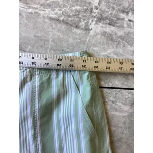 Lauren Ralph Lauren Green Striped Wide Leg Crop Pants 2P Drawstring Cotton thumbnail 2