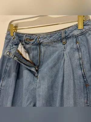Zara Z1975 High Waisted Wide Leg Jeans With Darts 2 Blue Boho Baggy Minimal Chic thumbnail 10