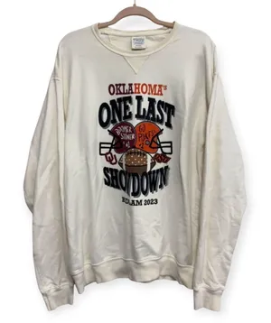 Calamity Jane Oklahoma Bedlam 2023 OU OSU One Last Showdown Sweatshirt Medium thumbnail 1