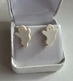 3/$20 Cute White/Cream Ghost Halloween Stud Earrings thumbnail 1