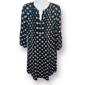 Old Navy Casual Floral Medallion Print MicroPleat front Tshirt Dress Navy XS thumbnail 2