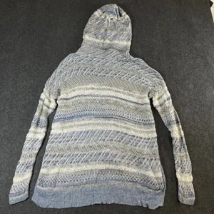 Abercrombie & Fitch Blue Striped Knit Hoodie Sweater XS/S Boho Pullover thumbnail 2