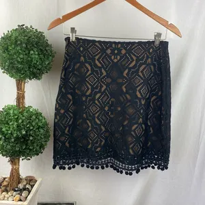 For Love And Lemons Black & Nude Lace Mini Skirt M thumbnail 3