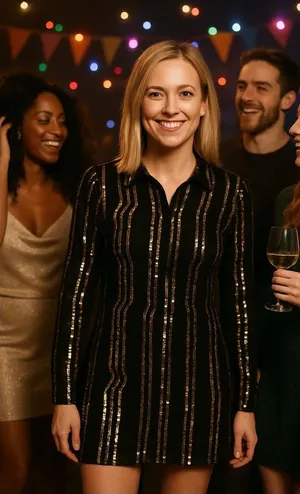 Vintage Evening mini dress Black Gold Heavy Sequin Formal Jacket Blazer Formal thumbnail 1