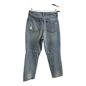 Free People Light Wash Distressed Holey High Waisted Mom Straight Jean Size 30 thumbnail 7