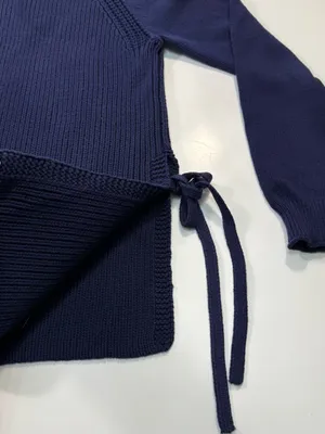 J. Crew Cotton Blend Navy Crewneck Sweater with Side Ties thumbnail 5