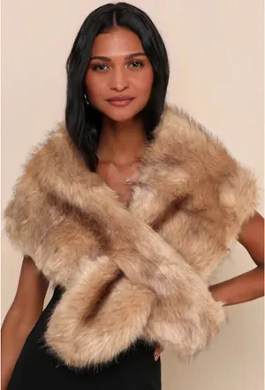 Lulus Faux Fur Brown Stole thumbnail 1