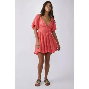 NEW Free People Women Perfect Day‎ Mini Dress Large Pink Corset Lace Party Event thumbnail 4
