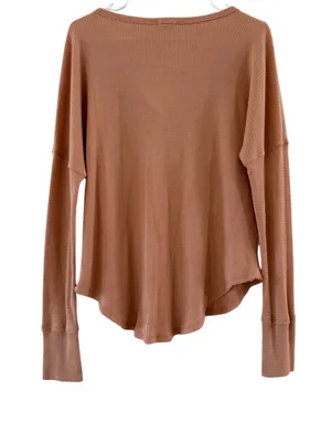Billabong Long-Sleeve Waffle Henley Top - Coral Peach Orange thumbnail 5