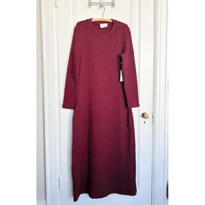 Hyacinth House • Tuckernuck Maroon Textured Madison Maxi Dress midi stretch knit thumbnail 4