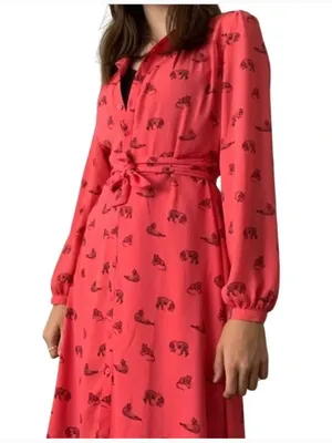 Banana Republic Factory Tiger Print Long Sleeve Button Down Dress Sz 10‎ thumbnail 2