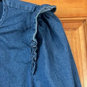Willow Drive Chambray Blue Denim Ruffle Shirt Small thumbnail 3