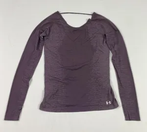 Under Armour Shirt Womens Medium Purple Long Sleeve Open Back Seamless Athletic thumbnail 1