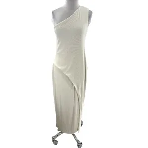 NWT‎ Abercrombie & Fitch form to flatter one shoulder ribbed maxi dress white M thumbnail 8
