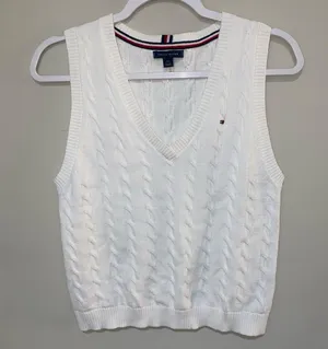 Tommy Hilfiger white knit sweater vest thumbnail 1