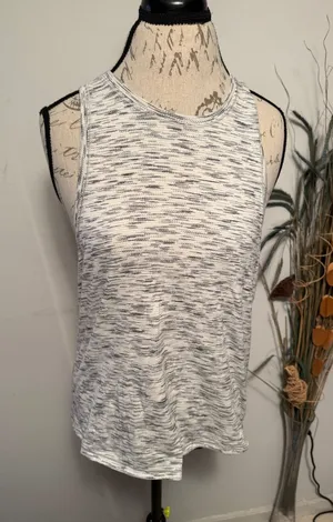 Lululemon High Neck Space Dye Tank Top White Black Size 10 Activewear Athleisure thumbnail 1