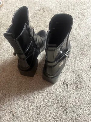 Women's Black Buckle Strap Ankle Booties size 6 thumbnail 10