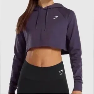 Gymshark Hoodie Women's Small Training Cropped Blue Purple‎ Pullover Gym Workout thumbnail 1
