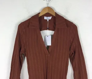 NWT L'Academie Revolve Arina Brown Maxi Sweater Dress Large Knit Open Back thumbnail 4