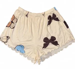 Butterfly Print Sleep Shorts Size M Cream Multicolor thumbnail 1