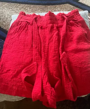 Knox Rose Red Textured Tie-Waist Bermuda Shorts thumbnail 1